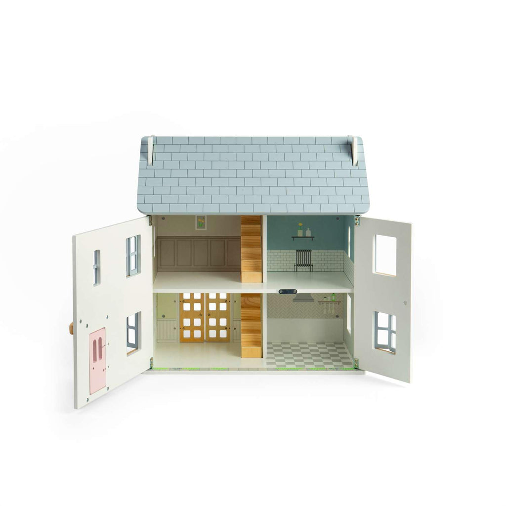 Bigjigs Toys Summer Cottage Dollhouse - Wooden Dollhouse Playset for Toddlers & Children, Toddler Pretend Play Houses, Gifts for Children, Age 3+ Years