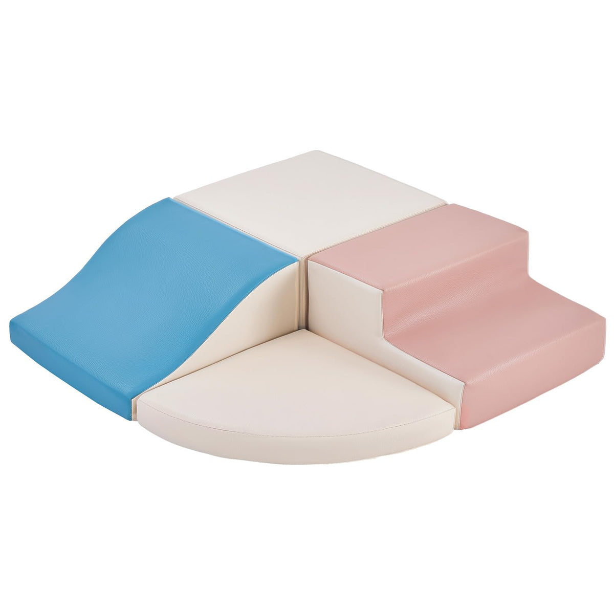 4-Pieces Climbing Toys for Toddlers (XL Size): PU Leather - Soft Play Climbing for Toddlers - Extra Large Foam Climbing Blocks for Crawling and Sliding Indoor Playground for Kids