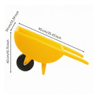 Children Push Cart Toy with Single Wheel Long Front Handles Deep Open Tub Molded Body Built in Support Legs Suitable for Outdoor Garden Role Play, Yellow
