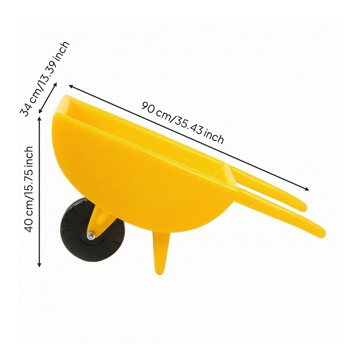 Children Push Cart Toy with One Wheel Long Handles Deep Open Carrier Sturdy Molded Construction Two Support Legs Suitable for Young Children Outdoor Fun, Yellow