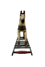 Antique Wooden Hand-Carved Rocking Horse - Hand-Painted Vintage Toy - Decorative Solid Wood Sculpture 19.3" x 15.7" - Multicolor