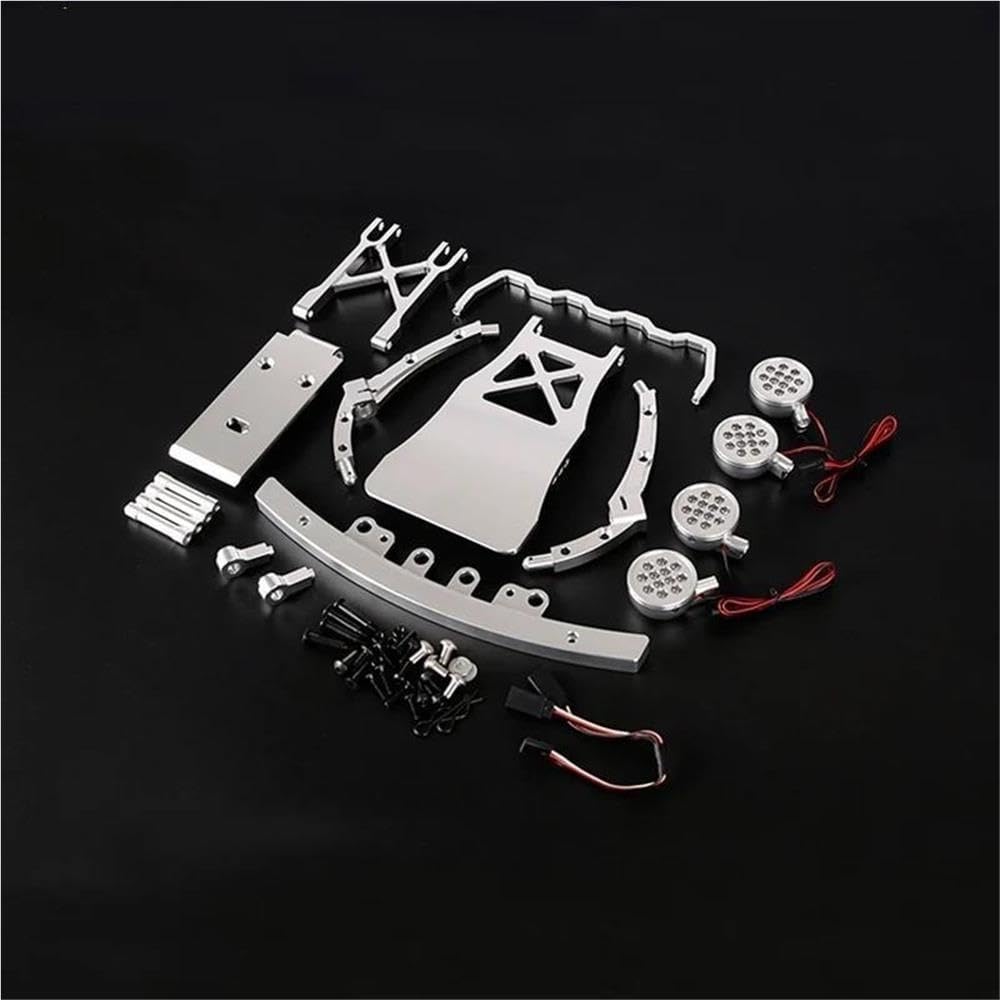 Alloy CNC Protection Crash Front Bumper Kit with LED Light Fit for 1/5 HPI ROFUN BAHA ROVAN KM Baja 5T Rc Car Toys Games Parts