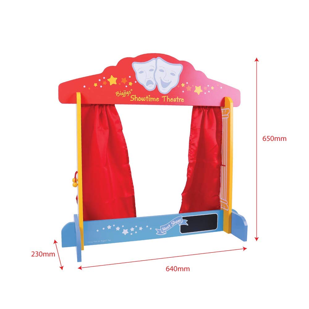 Bigjigs Toys Wooden Table Top Theatre - Puppet Show, Finger Puppets
