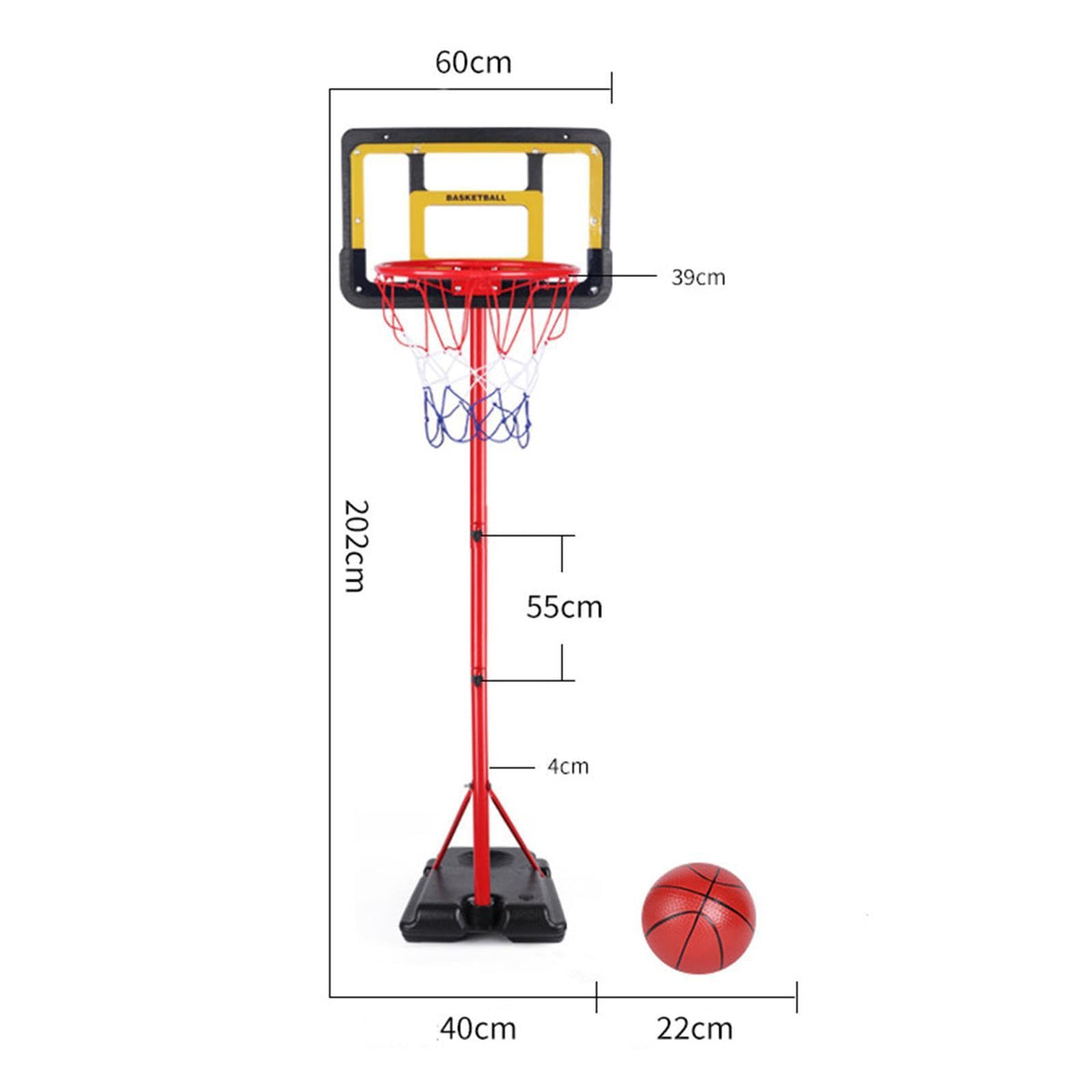 Basketball Hoop Adjustable Hoop Stand Arcade Game Set Indoor Outdoor Sports Toy with Sturdy Structure and Easy Install Suitable for Kids Training
