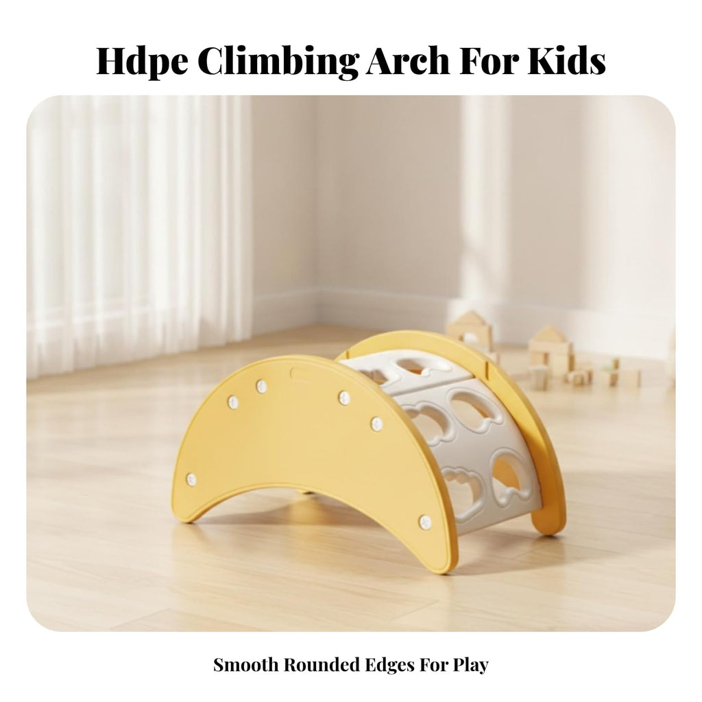 Compact ClimbingArch | Child-Friendly, Rocking Arch, Curved, Toy, for Playroom, Young Children, Kids, Yelloe