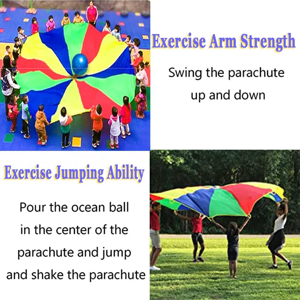 1-12M Kindergarten Rainbow Parachute Toy, Kids Balance Coordination Teamwork Game Gymnastics Parachute, Lightweight and Easy to Operate (Size : 11m/36.08ft)