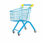 Childrens Metal Shopping Cart Toy with Spacious Wire Basket and Maneuverable Wheels for Interactive Role Play Games Suitable for Preschool Boys Girls Age, Blue, 65CM Foldable