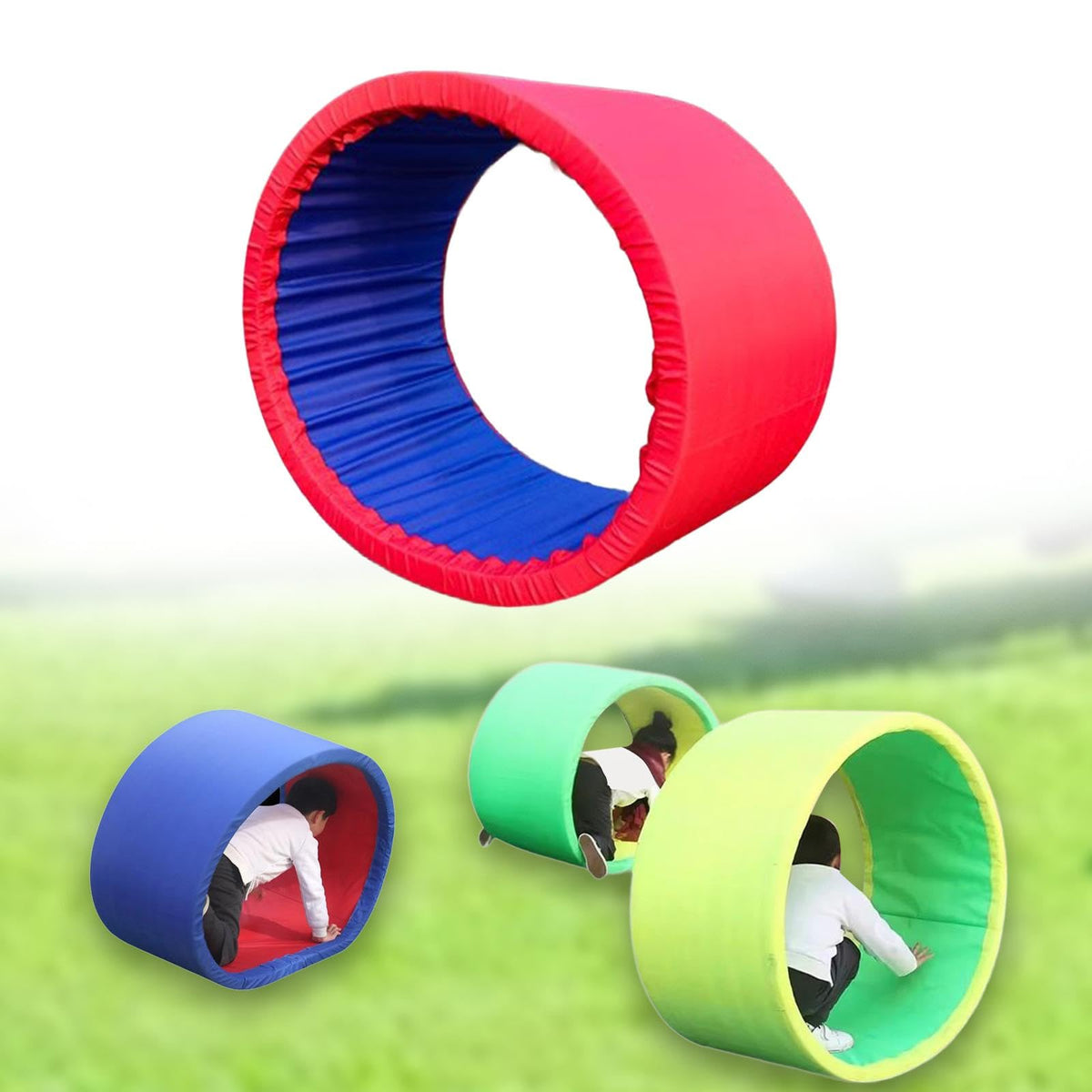 Crawling Circle Rolling Wheel Children's Crawling Toy Sensory Training Equipment Sports Prop Cloth Material Suitable for Parent Child Outdoor Entertai, Red
