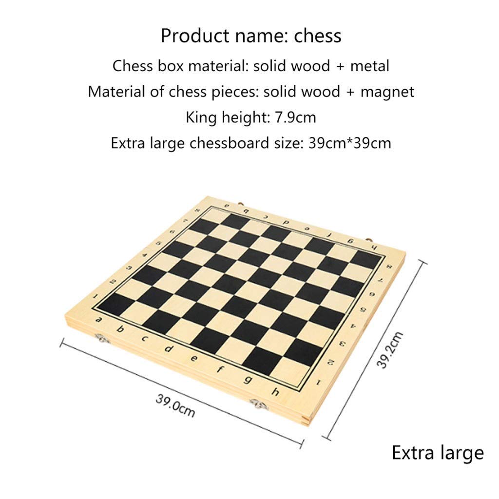 GeRRiT Chess Set Chess Wooden Chess Chess Set with Folding Chess Board Game Sets Storage for Pieces 2 Extra Queens Great Travel Toy G