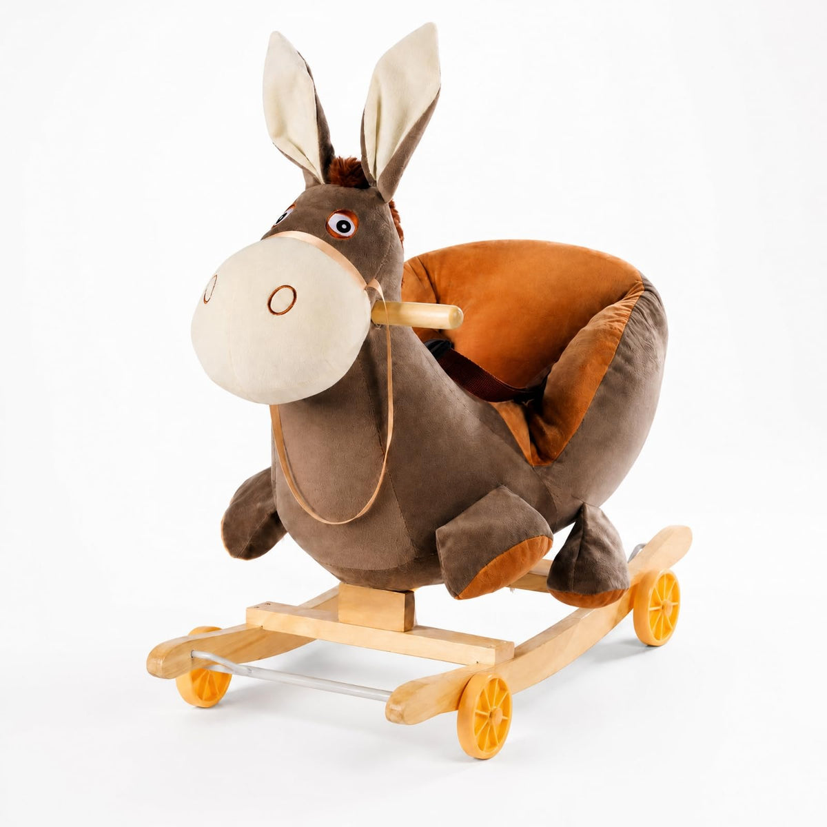 DuskHaven Soft Long-Eared Friend Rocking Toy Long-Eared Friend Rocking Toy with Belt Equilibrium-Building Wooden Rocker for Indoor Play