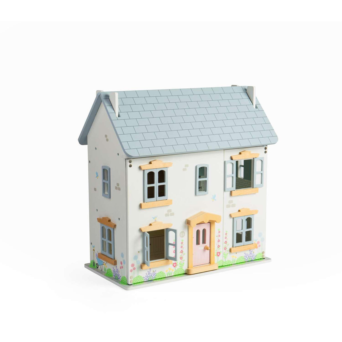 Bigjigs Toys Summer Cottage Dollhouse - Wooden Dollhouse Playset for Toddlers & Children, Toddler Pretend Play Houses, Gifts for Children, Age 3+ Years