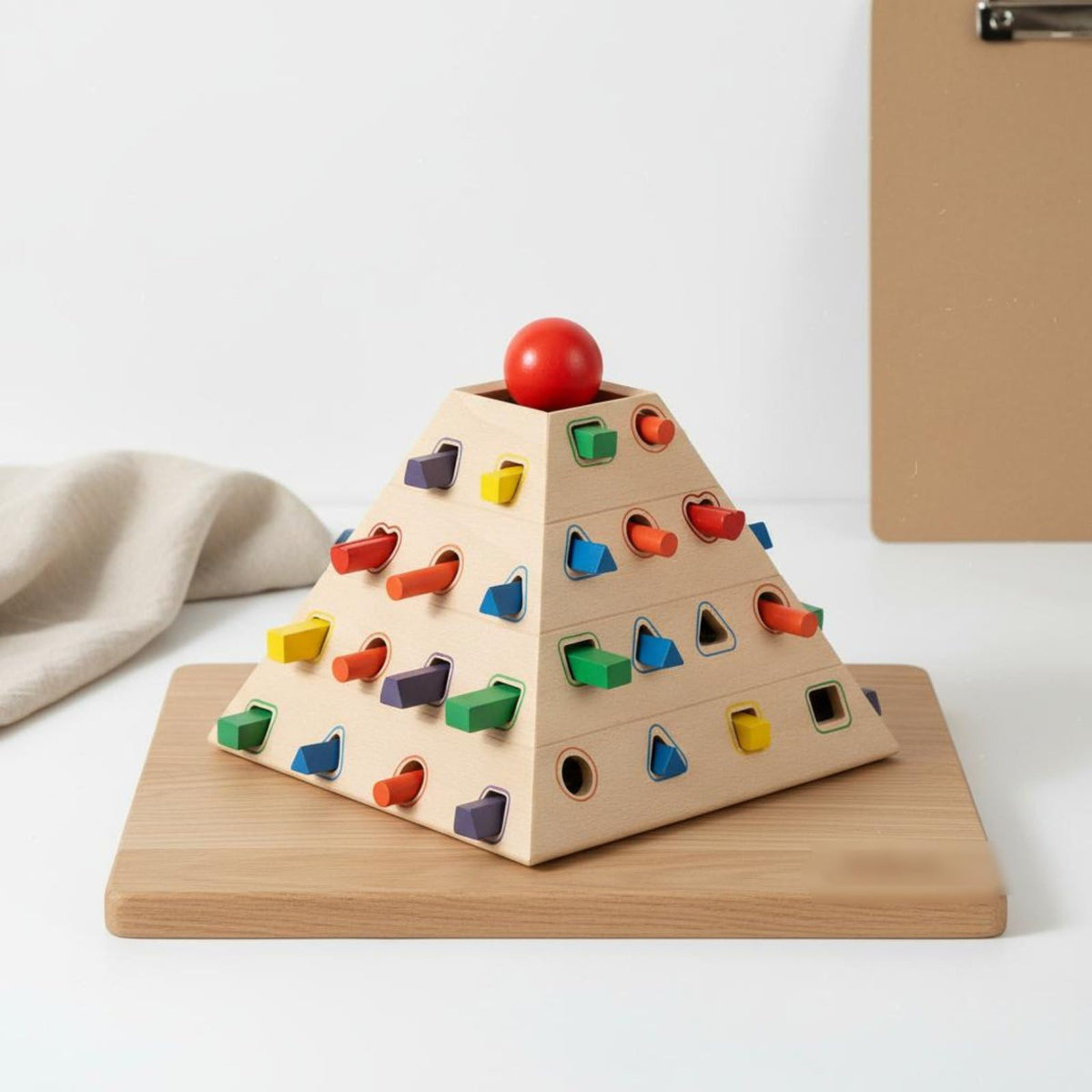 Children Balance Game Wooden Pyramid Balance Game Toy Stacking Game Puzzle Game Strategy Game with Pulling and Placing Challenge for Structure