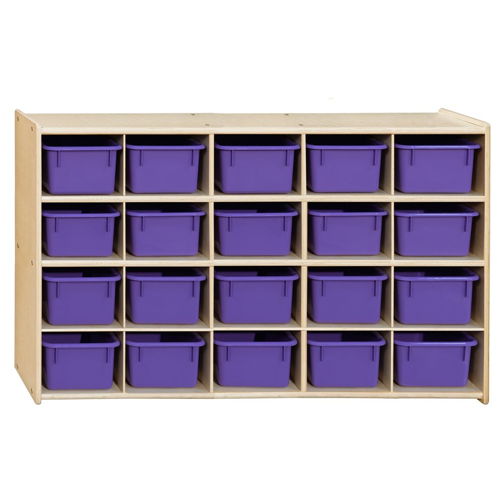 Contender Cubby Preschool Shelve for Classroom Storage Shelf with 20 Assorted Base Color Trays Best for Toy Storage, Stationary Organizer Perfect for Classrooms