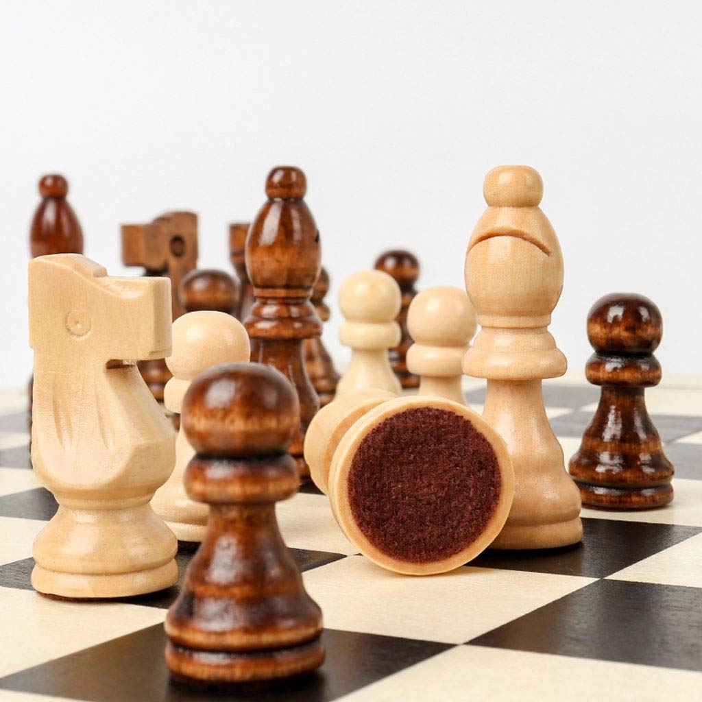 GeRRiT Chess Set Chess Wooden Chess Chess Set with Folding Chess Board Game Sets Storage for Pieces 2 Extra Queens Great Travel Toy G