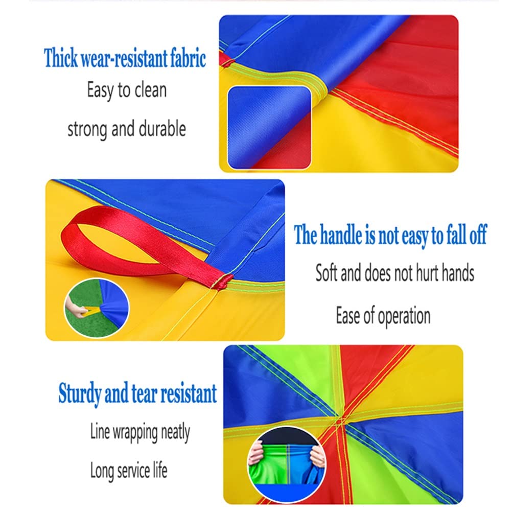 1-12M Kindergarten Rainbow Parachute Toy, Kids Balance Coordination Teamwork Game Gymnastics Parachute, Lightweight and Easy to Operate (Size : 11m/36.08ft)