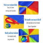 1-12M Kindergarten Rainbow Parachute Toy, Kids Balance Coordination Teamwork Game Gymnastics Parachute, Lightweight and Easy to Operate (Size : 11m/36.08ft)