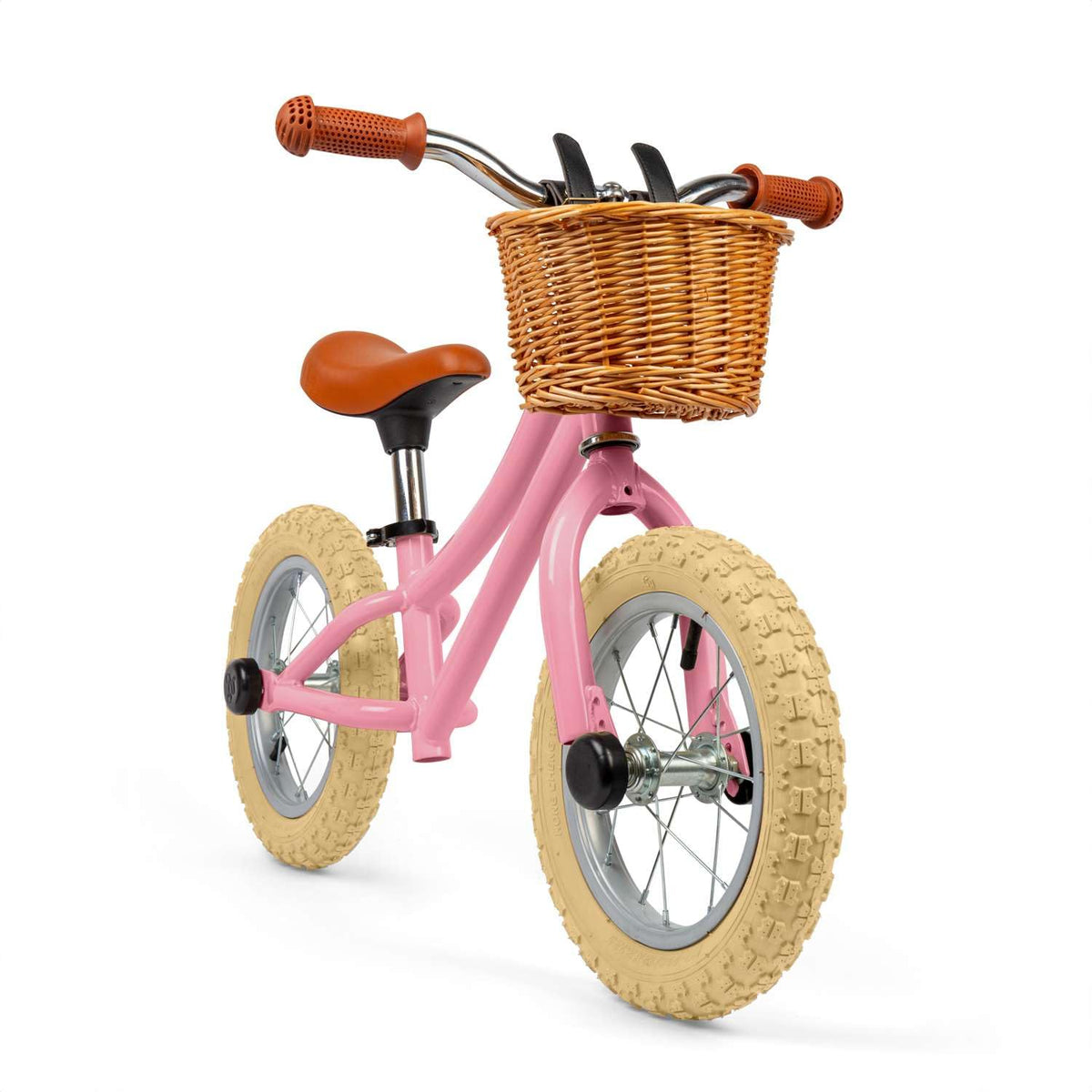 Bigjigs Toys Cream Balance Bike with Basket - Pedal-Free Toddler Bikes, Training Bicycles, Learning Cycling, Fun Outdoor Activity, Gifts for Children Aged 3+