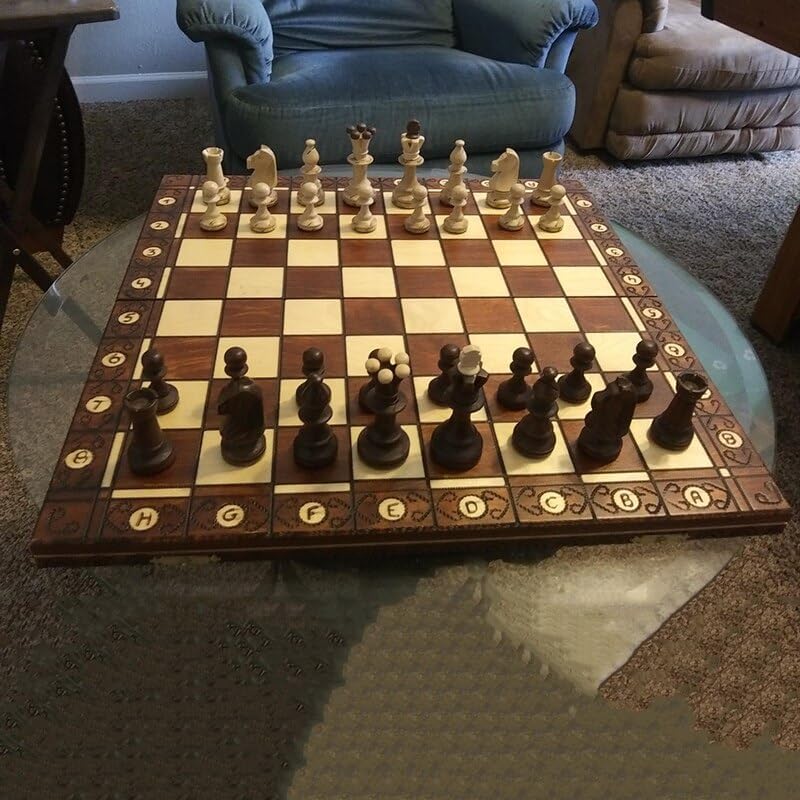 GAENZA New Professional Chess, Folding Wooden Chess Set with Chess Pieces and and Storage Slots, Board Games for Kids and Adults Toys