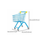 Childrens Metal Shopping Cart Toy with Spacious Wire Basket and Maneuverable Wheels for Interactive Role Play Games Suitable for Preschool Boys Girls Age, Blue, 65CM Foldable