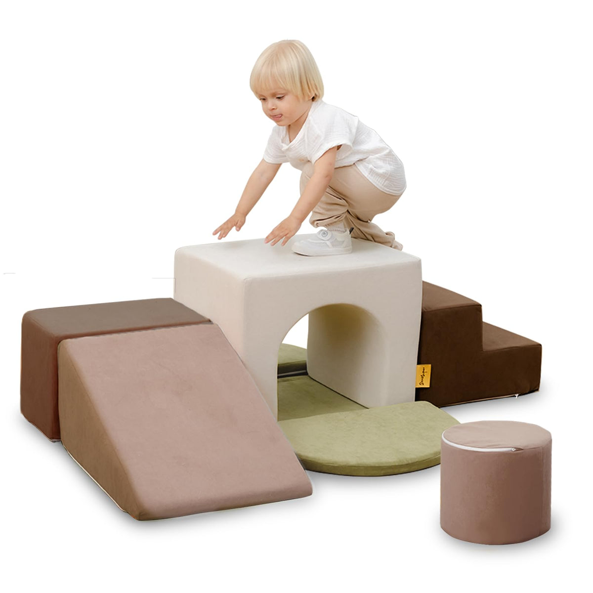 7PC Kids Foam Climbing Blocks Playset Indoor Soft Toy, Gray