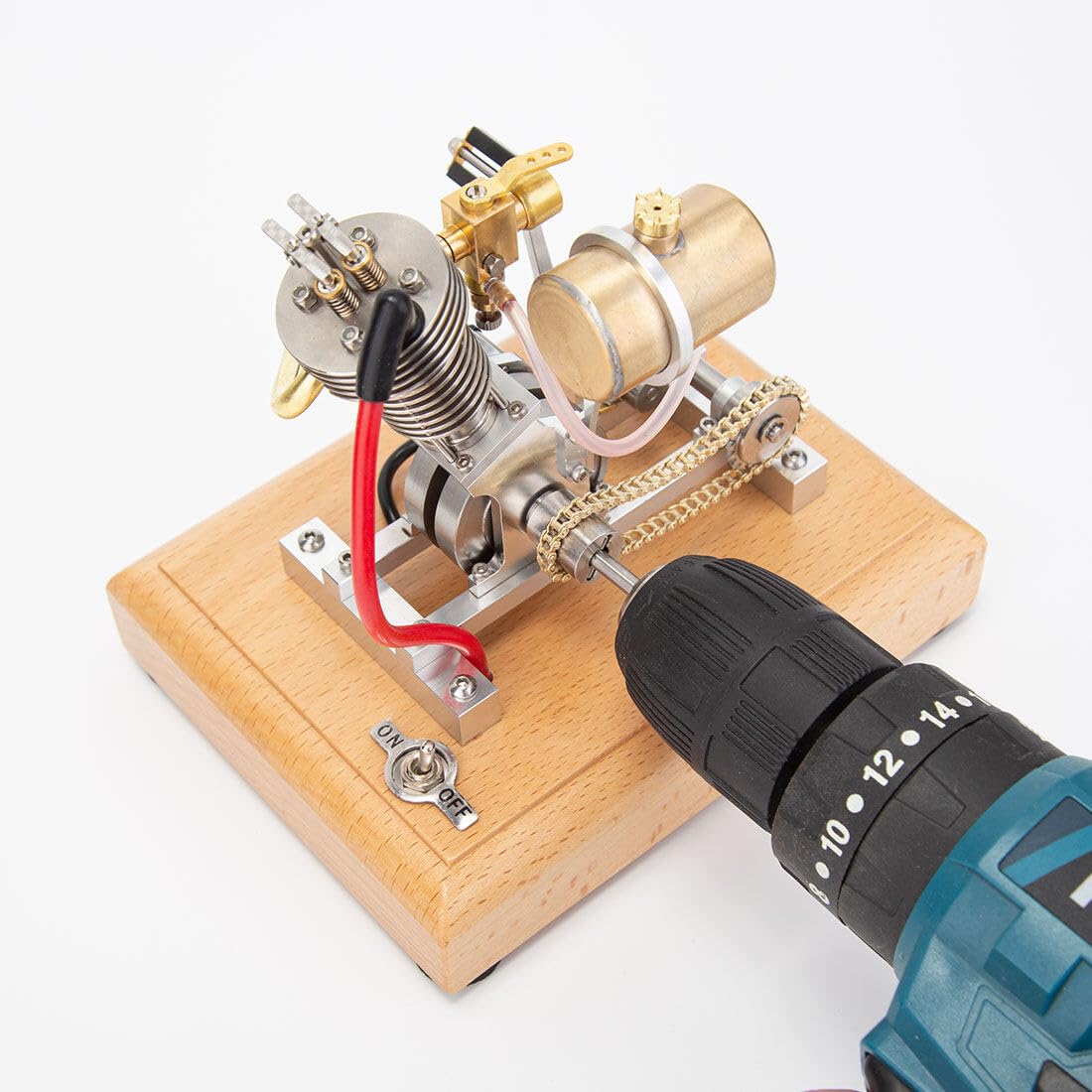 Full Metal Engine Model Kit that Works, Mini Hoglet Single-Cylinder Four-Stroke Gasoline Engine Model for Motorcycles, Science Experiment Model, Kids Adult Toys
