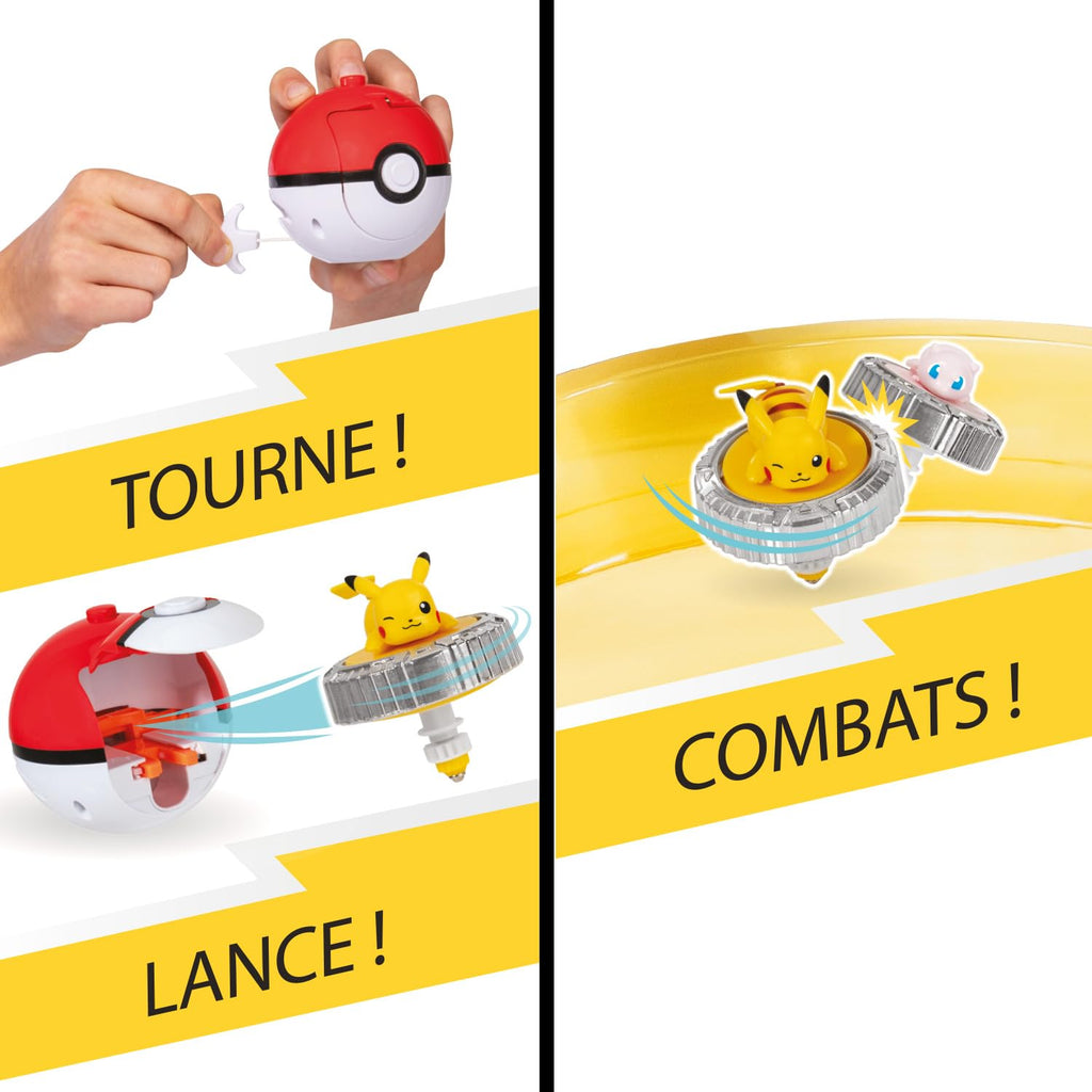 Bandai Pokémon - Arena Pack + 2 Spinners Included - Pokémon Arena + 2 Pokémon Launchers + 2 Pikachu and Mew Spinning Tops - Multiplayer Pokémon Combat Game - Children's Toy 4 Years and +