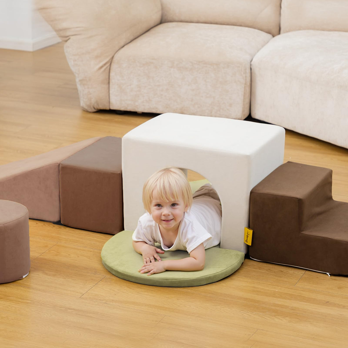 7PC Kids Foam Climbing Blocks Playset Indoor Soft Toy, Gray
