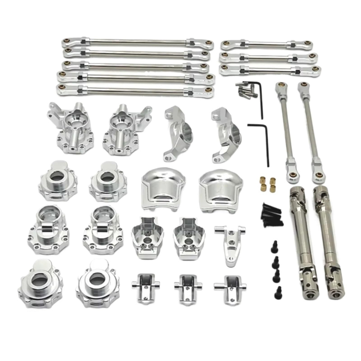 for HB for Toys R1001 R1002 R1003 1/10 Portal Axle Gear Housing Diff Cover Axle Mouwnt Drive Shaft Link Kit RC Car Upgrade Parts RC Car Parts(Silver)