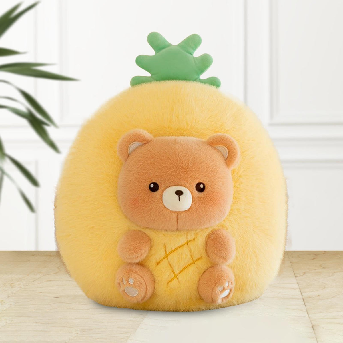 Fruit Animal Toy Stuffed Doll Cute Detachable Design with Artificial Velvet and PP Companion Suitable for Lunch Breaks Home, Pineapple Bear