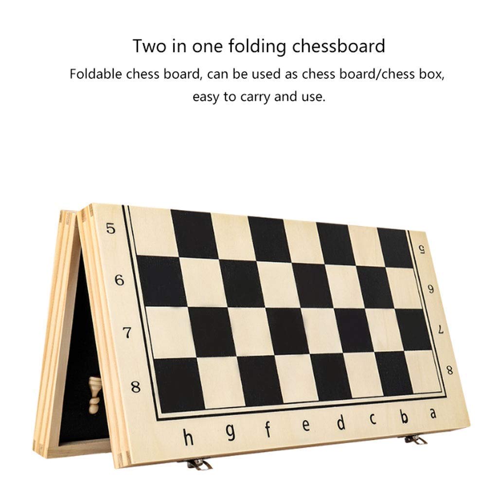 GeRRiT Chess Set Chess Wooden Chess Chess Set with Folding Chess Board Game Sets Storage for Pieces 2 Extra Queens Great Travel Toy G