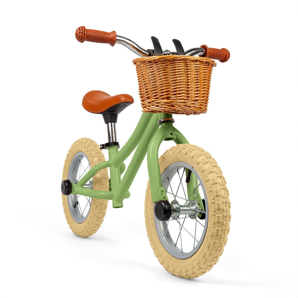 Bigjigs Toys Cream Balance Bike with Basket - Pedal-Free Toddler Bikes, Training Bicycles, Learning Cycling, Fun Outdoor Activity, Gifts for Children Aged 3+