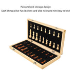 GeRRiT Chess Set Chess Wooden Chess Chess Set with Folding Chess Board Game Sets Storage for Pieces 2 Extra Queens Great Travel Toy G