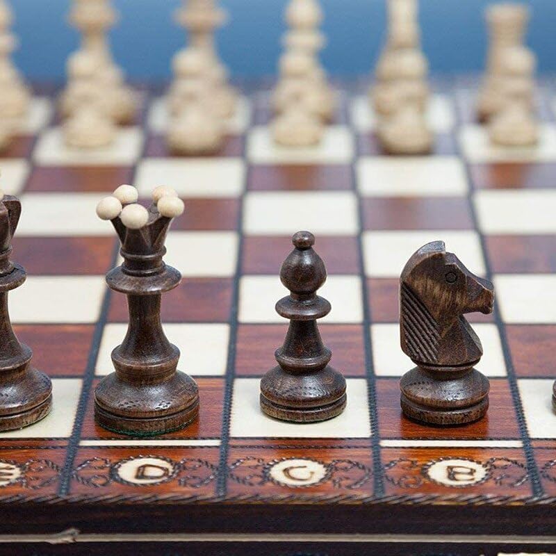 GAENZA New Professional Chess, Folding Wooden Chess Set with Chess Pieces and and Storage Slots, Board Games for Kids and Adults Toys