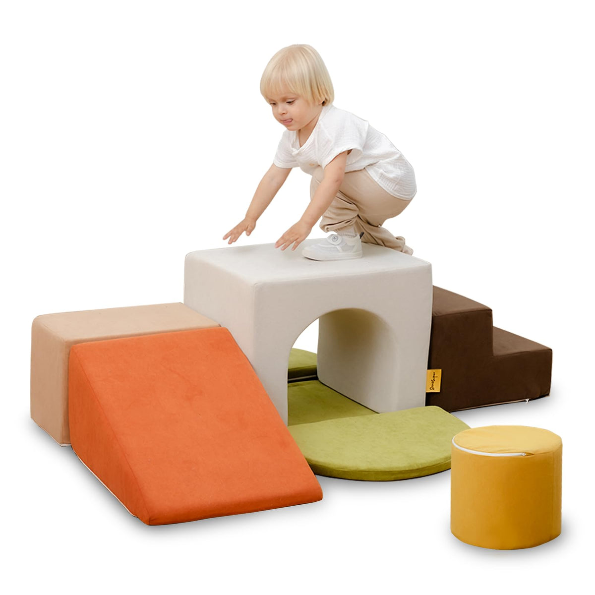 7PC Kids Foam Climbing Blocks Playset Indoor Soft Toy, Gray