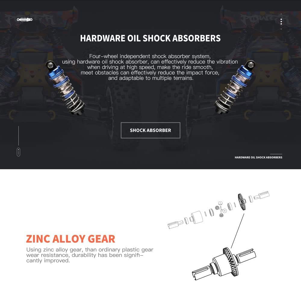 2.4GHZ Brushless RC Cars 75 KM/H High Speed 4WD Remote Control Car All Terrain Off Road Truck Hobby Racing Toys Alloy Chassis Hydraulic Shock Absorption RC Vehicle