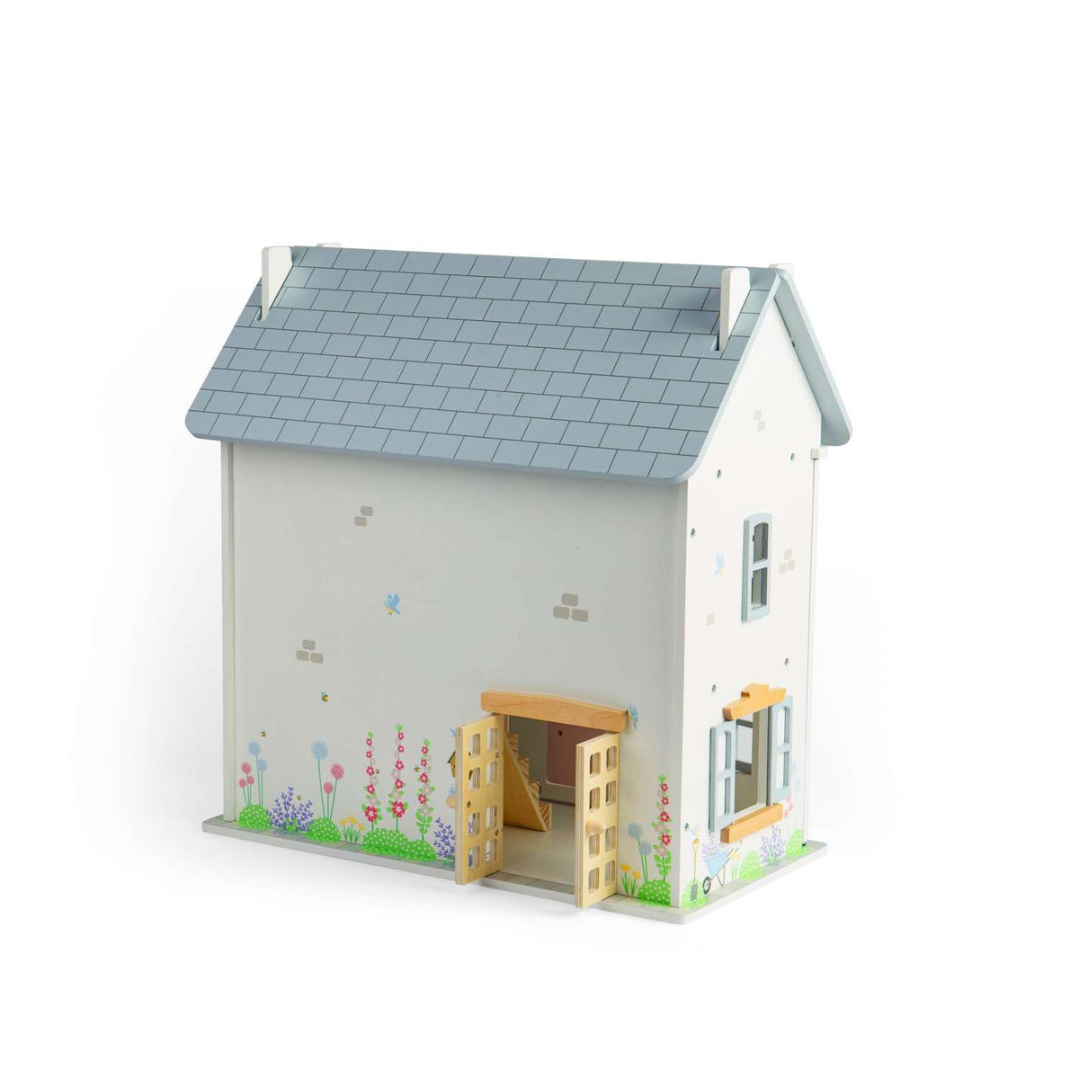Bigjigs Toys Summer Cottage Dollhouse - Wooden Dollhouse Playset for Toddlers & Children, Toddler Pretend Play Houses, Gifts for Children, Age 3+ Years