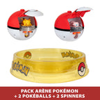 Bandai Pokémon - Arena Pack + 2 Spinners Included - Pokémon Arena + 2 Pokémon Launchers + 2 Pikachu and Mew Spinning Tops - Multiplayer Pokémon Combat Game - Children's Toy 4 Years and +