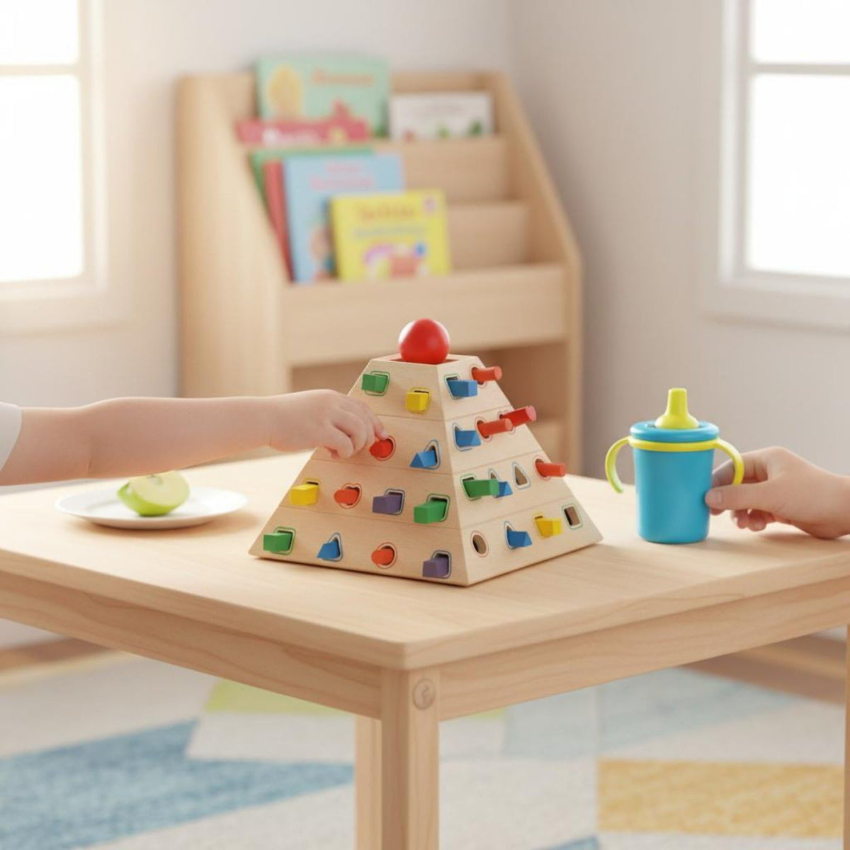Children Balance Game Wooden Pyramid Balance Game Toy Stacking Game Puzzle Game Strategy Game with Pulling and Placing Challenge for Structure