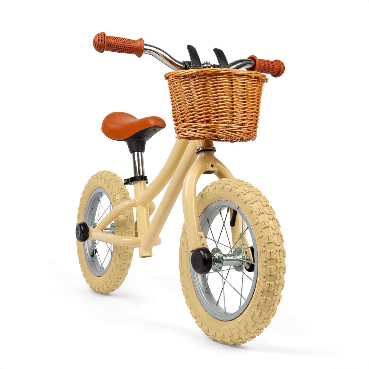 Bigjigs Toys Cream Balance Bike with Basket - Pedal-Free Toddler Bikes, Training Bicycles, Learning Cycling, Fun Outdoor Activity, Gifts for Children Aged 3+