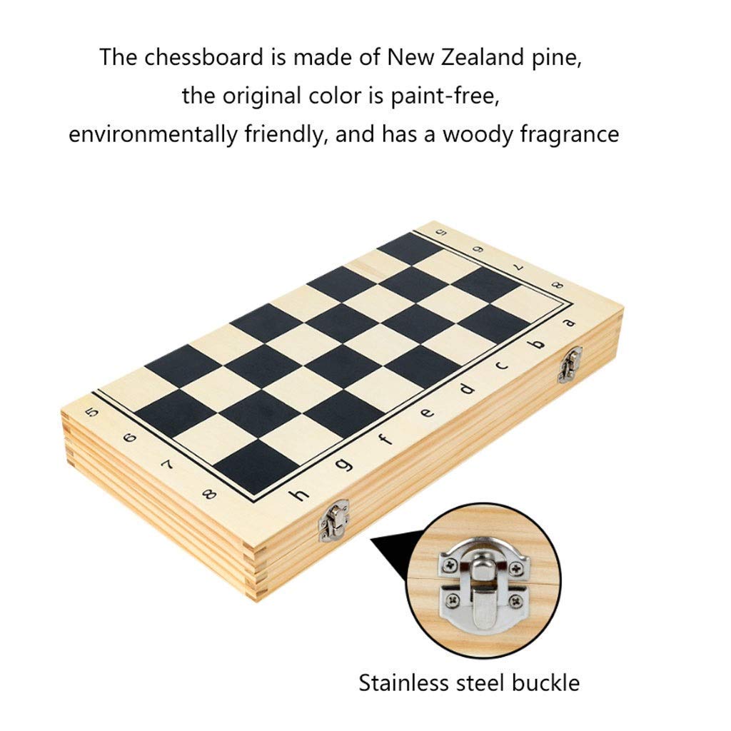 GeRRiT Chess Set Chess Wooden Chess Chess Set with Folding Chess Board Game Sets Storage for Pieces 2 Extra Queens Great Travel Toy G