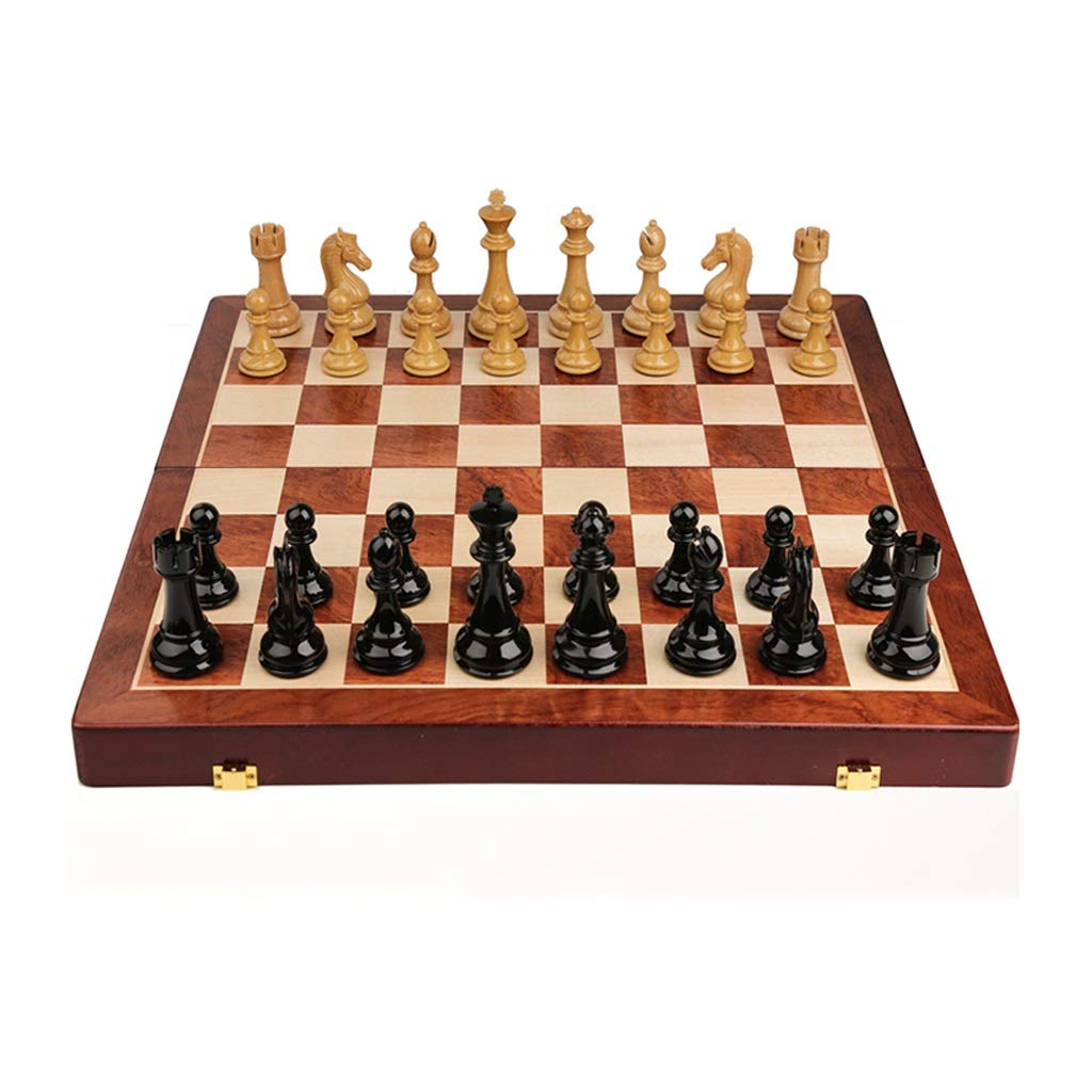 GeRRiT Chess Set Oversized Wooden Chess with Storage-Folding Chess Portable Travel Board Game Interactive Toy Compatible with Adults and Children International Chess