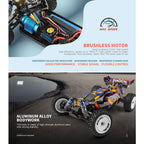 2.4GHZ Brushless RC Cars 75 KM/H High Speed 4WD Remote Control Car All Terrain Off Road Truck Hobby Racing Toys Alloy Chassis Hydraulic Shock Absorption RC Vehicle