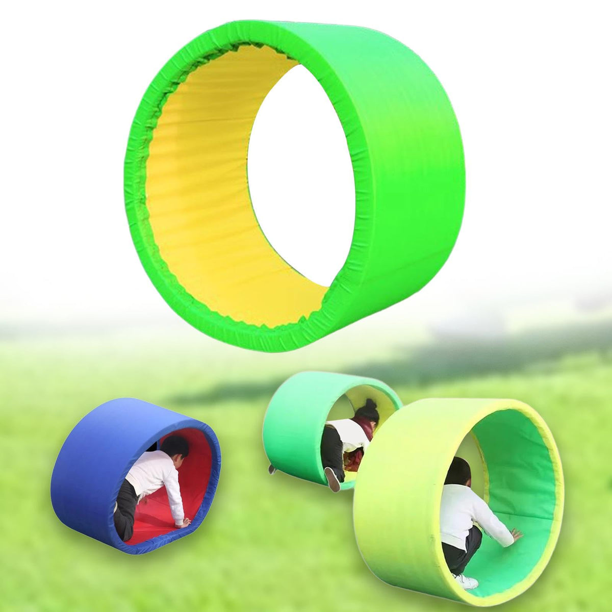 Crawling Circle Rolling Wheel Children's Crawling Toy Sensory Training Equipment Sports Prop Cloth Material Suitable for Parent Child Outdoor Entertai, Green
