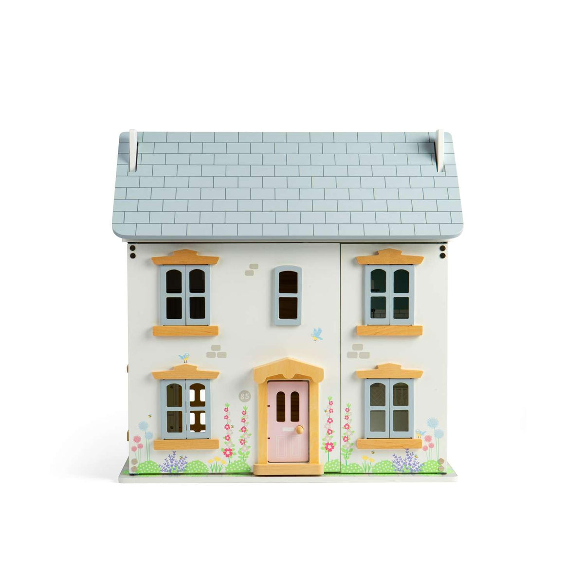 Bigjigs Toys Summer Cottage Dollhouse - Wooden Dollhouse Playset for Toddlers & Children, Toddler Pretend Play Houses, Gifts for Children, Age 3+ Years