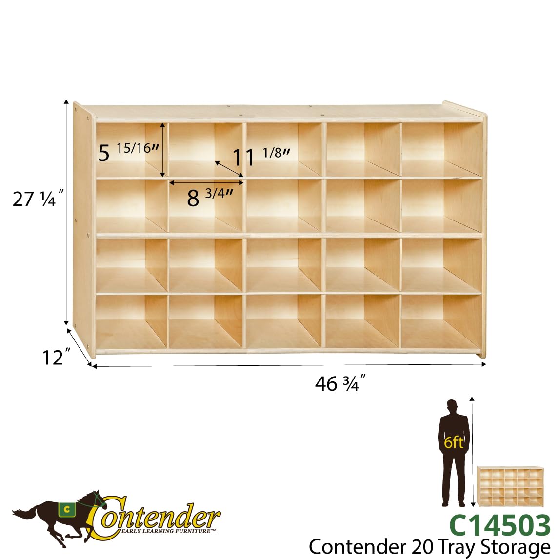Contender Cubby Preschool Shelve for Classroom Storage Shelf with 20 Assorted Base Color Trays Best for Toy Storage, Stationary Organizer Perfect for Classrooms