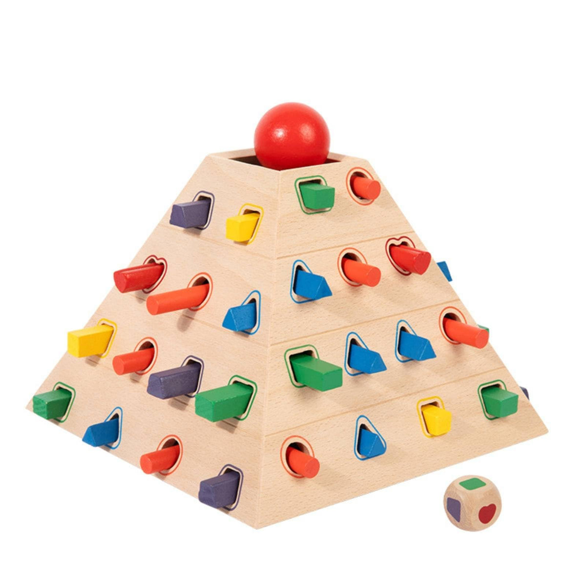 Children Balance Game Wooden Pyramid Balance Game Toy Stacking Game Puzzle Game Strategy Game with Suspenseful Stacking and Pulling Actions Suitable