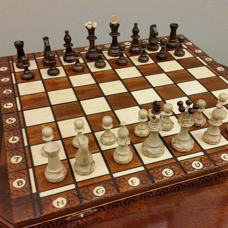 GAENZA New Professional Chess, Folding Wooden Chess Set with Chess Pieces and and Storage Slots, Board Games for Kids and Adults Toys