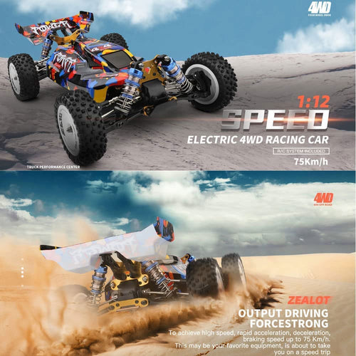 2.4GHZ Brushless RC Cars 75 KM/H High Speed 4WD Remote Control Car All Terrain Off Road Truck Hobby Racing Toys Alloy Chassis Hydraulic Shock Absorption RC Vehicle