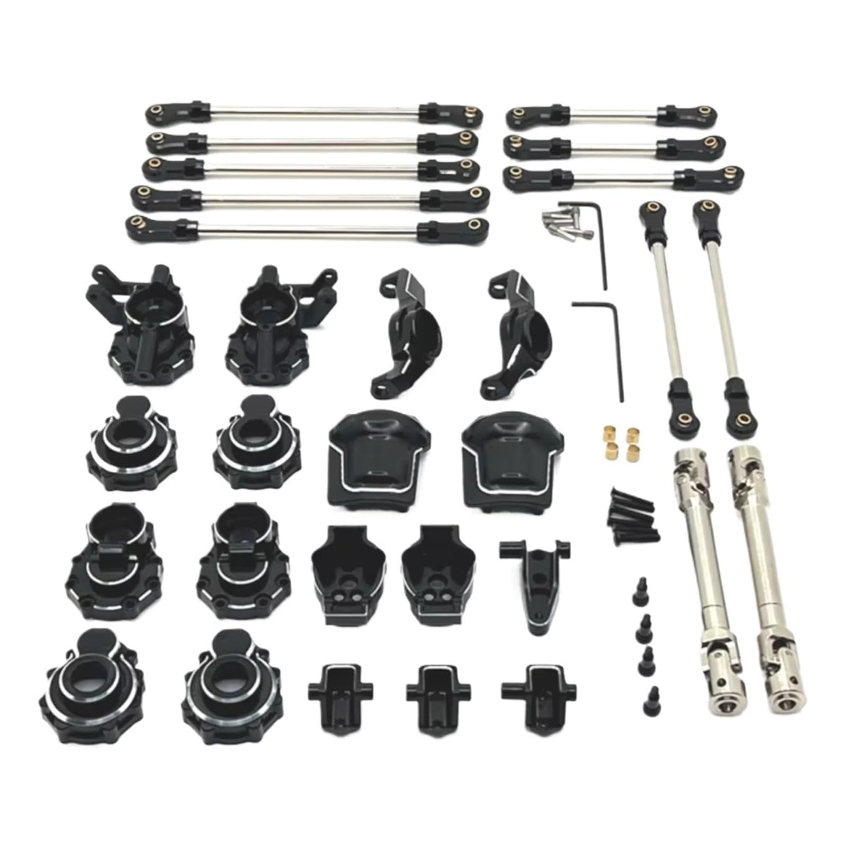 for HB for Toys R1001 R1002 R1003 1/10 Portal Axle Gear Housing Diff Cover Axle Mouwnt Drive Shaft Link Kit RC Car Upgrade Parts RC Car Parts(Silver)