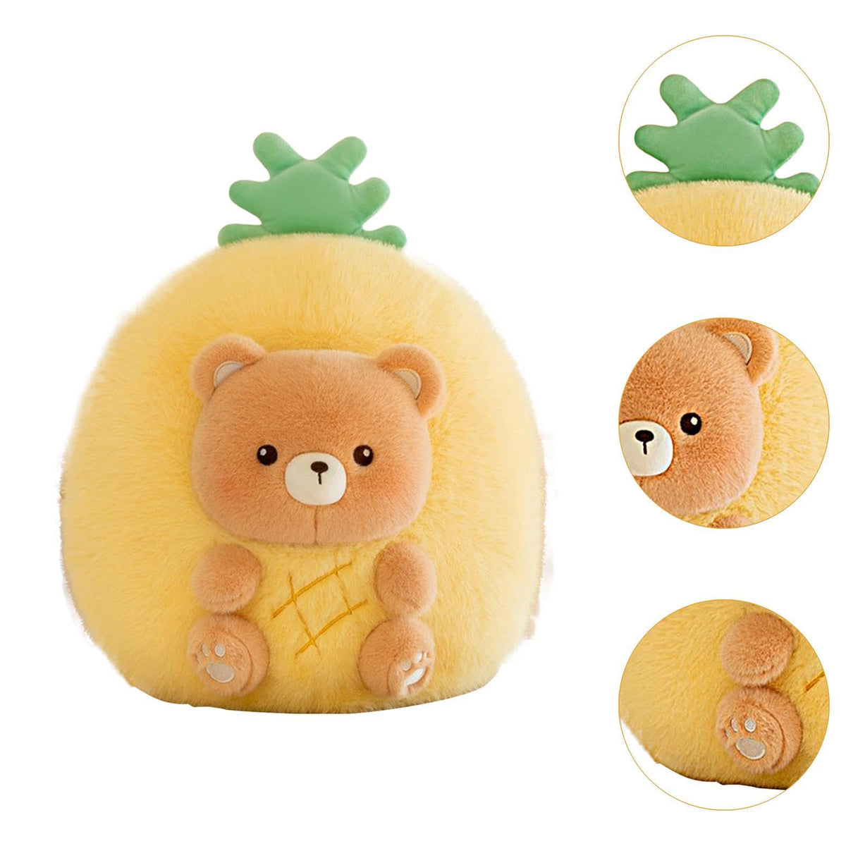 Fruit Animal Toy Stuffed Doll Cute Detachable Design with Artificial Velvet and PP Companion Suitable for Lunch Breaks Home, Pineapple Bear